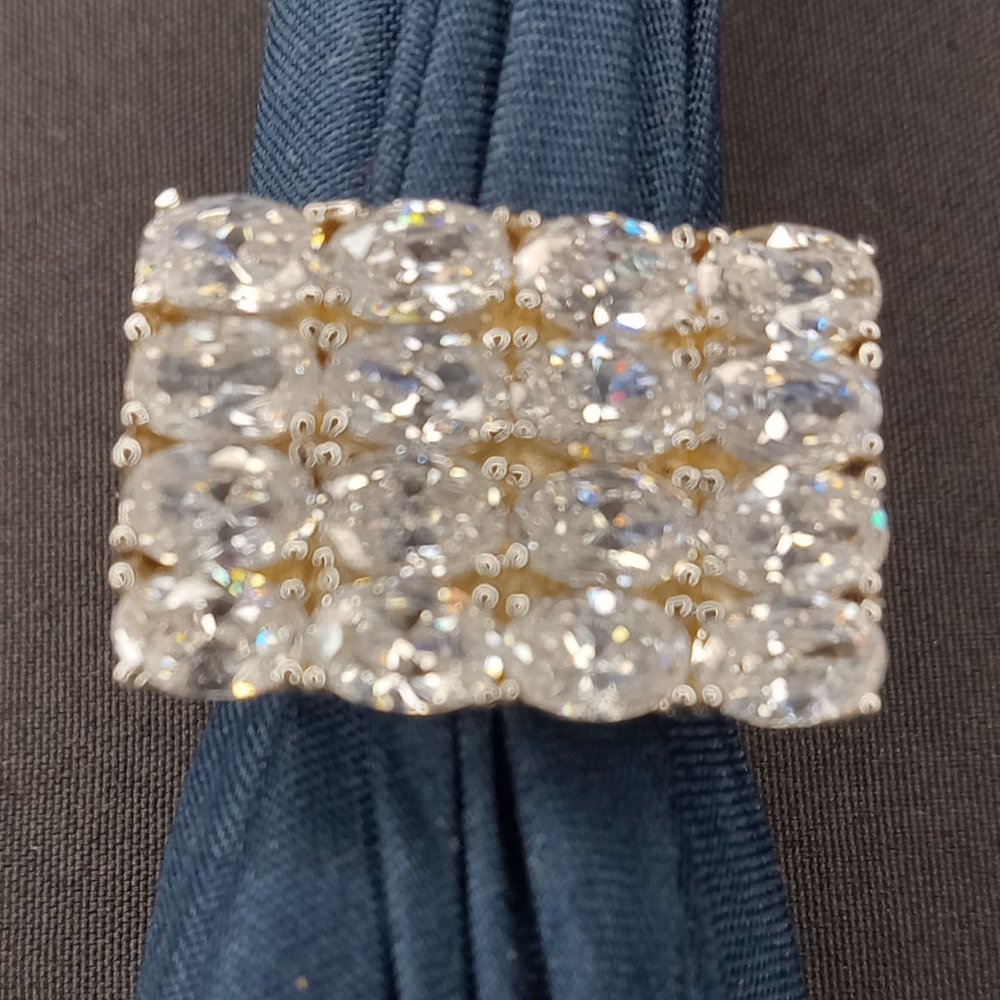 925 Sterling Silver Vintage White Sapphire Cocktail Ring